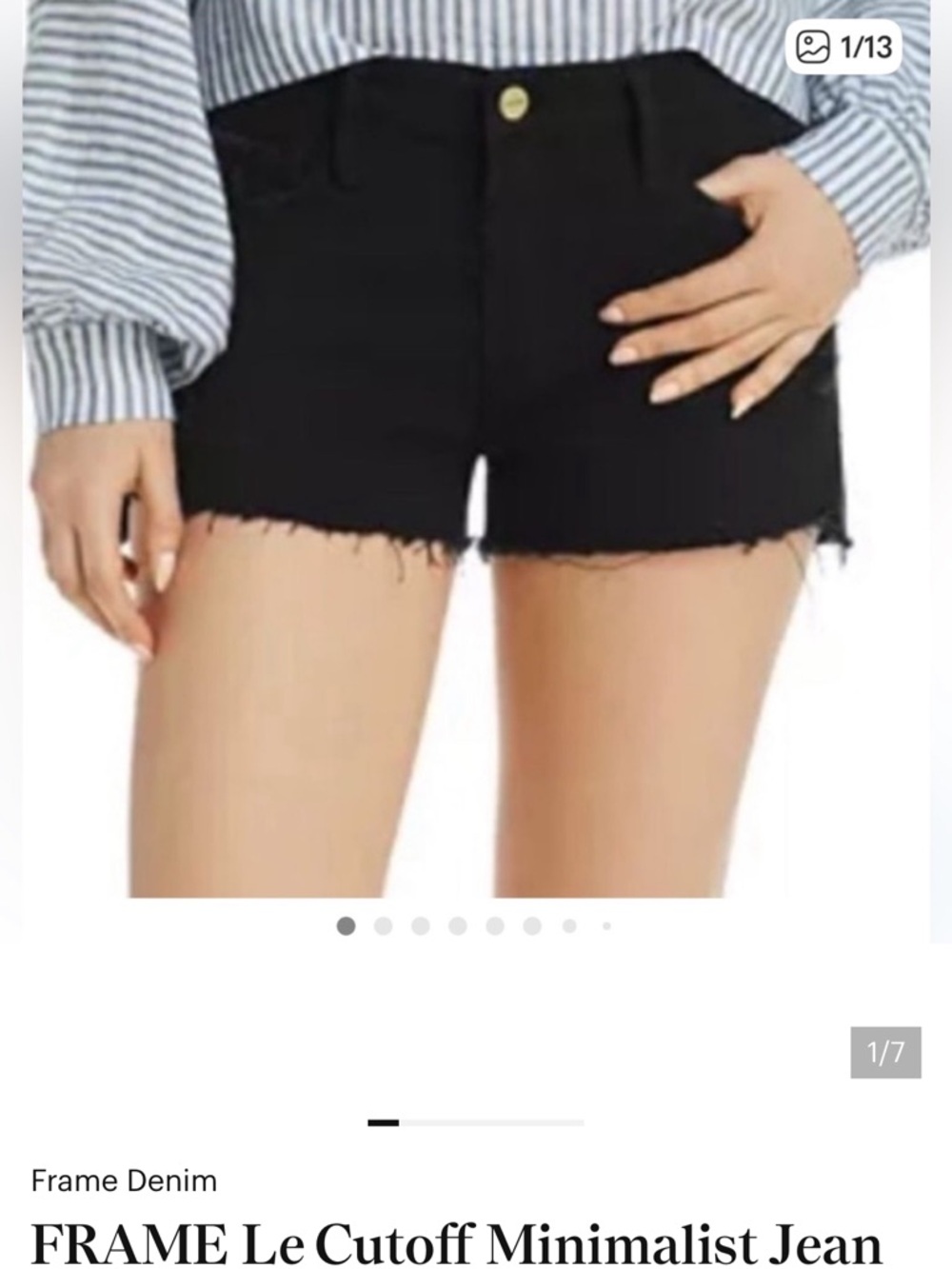 FRAME Le Cutoff Distressed Black Denim Short
